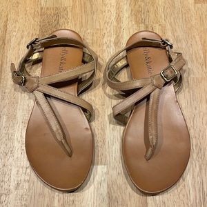 Kelly & Katie tan thong sandals